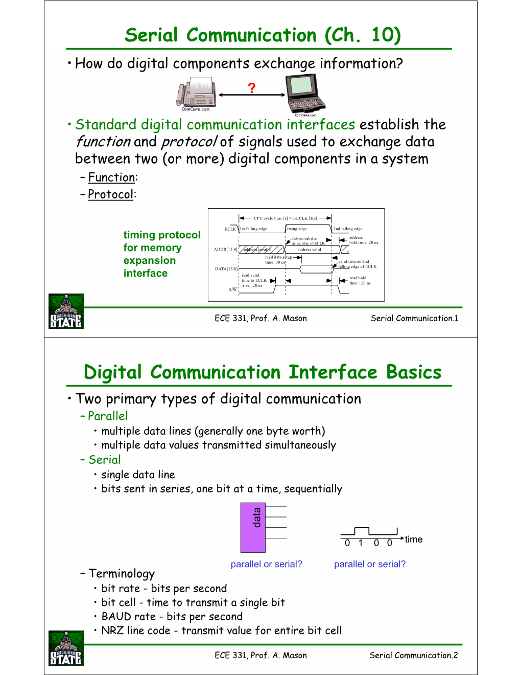 Serial Communication (Ch. 10) Digital Communication Interface Basics