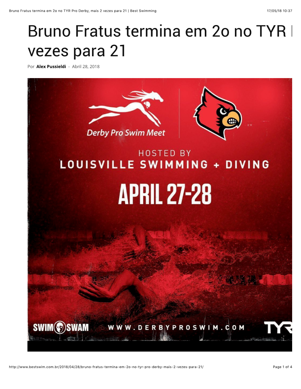 Bruno Fratus Termina Em 2O No TYR Pro Derby, Mais 2 Vezes Para 21 | Best Swimming 17/05/18 10�37 Bruno Fratus Termina Em 2O No TYR Pro Derby, Mais 2 Vezes Para 21