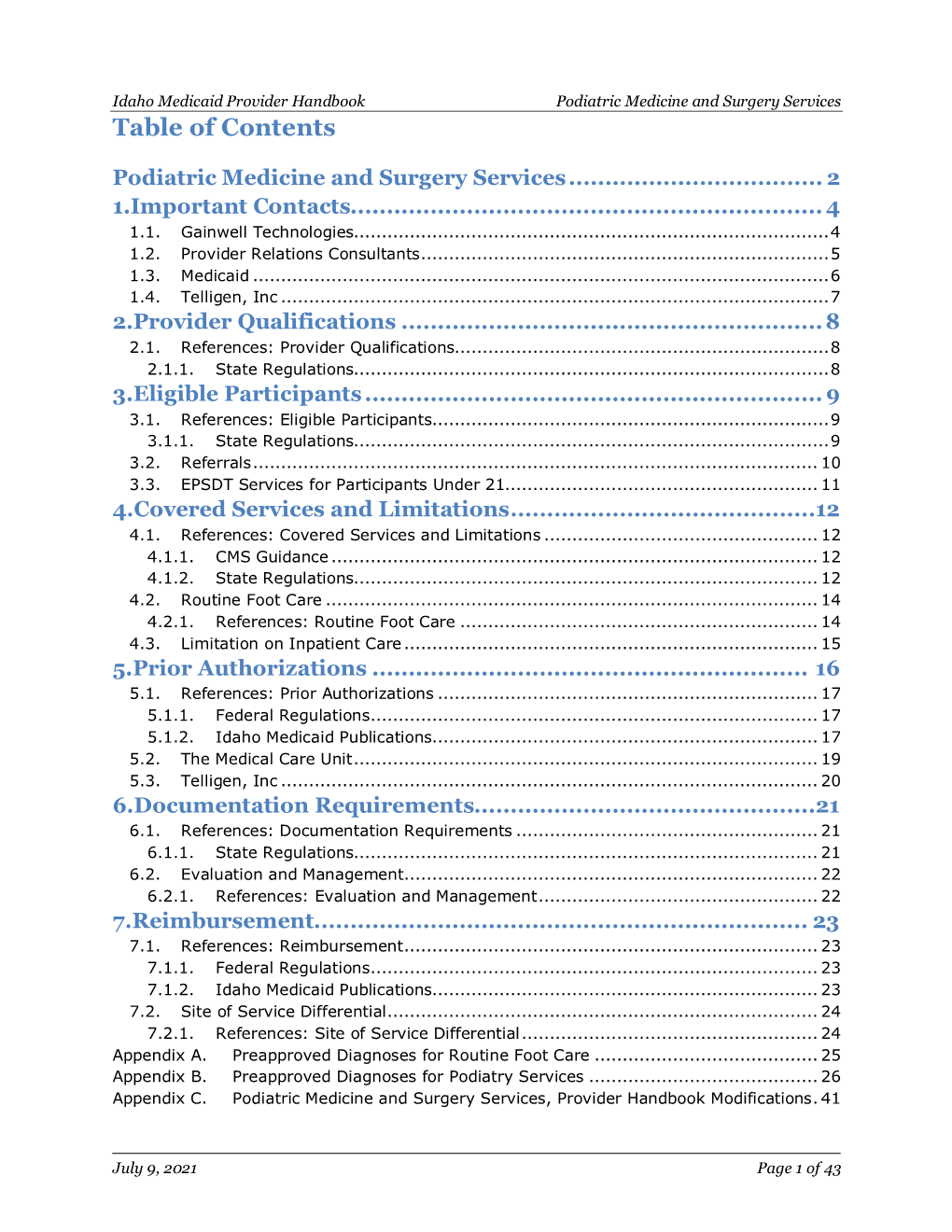 Podiatric Medicine and Surgery Service Providers