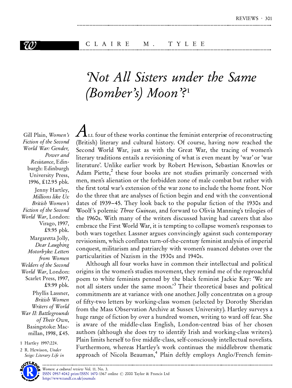 'Not All Sisters Under the Same (Bomber's) Moon'?