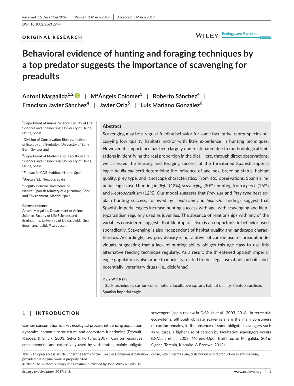 Behavioral Evidence of Hunting and Foraging Techniques by a Top Predator Suggests the Importance of Scavenging for Preadults