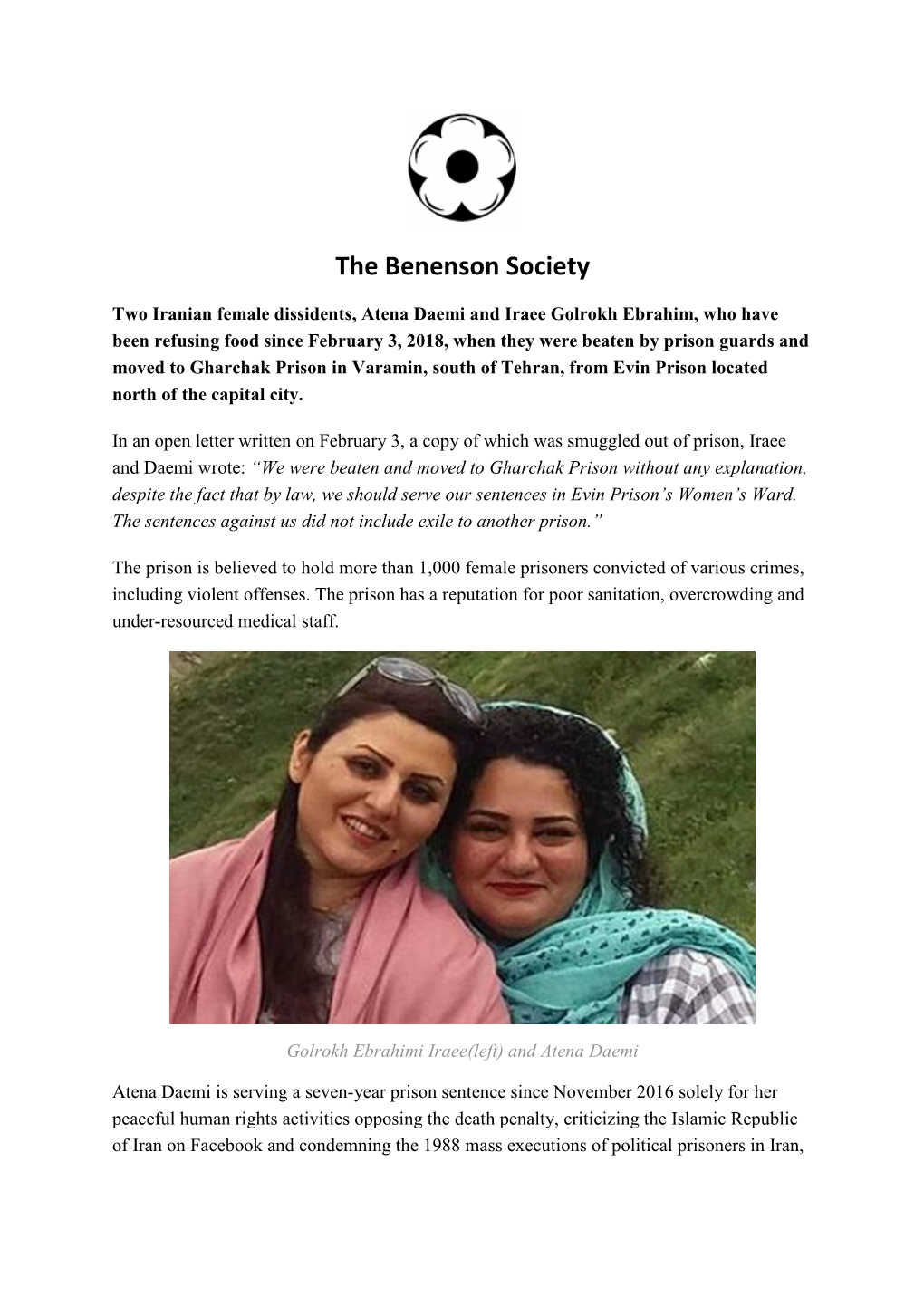 Campaign for Atena Daemi and Iraee Golrokh