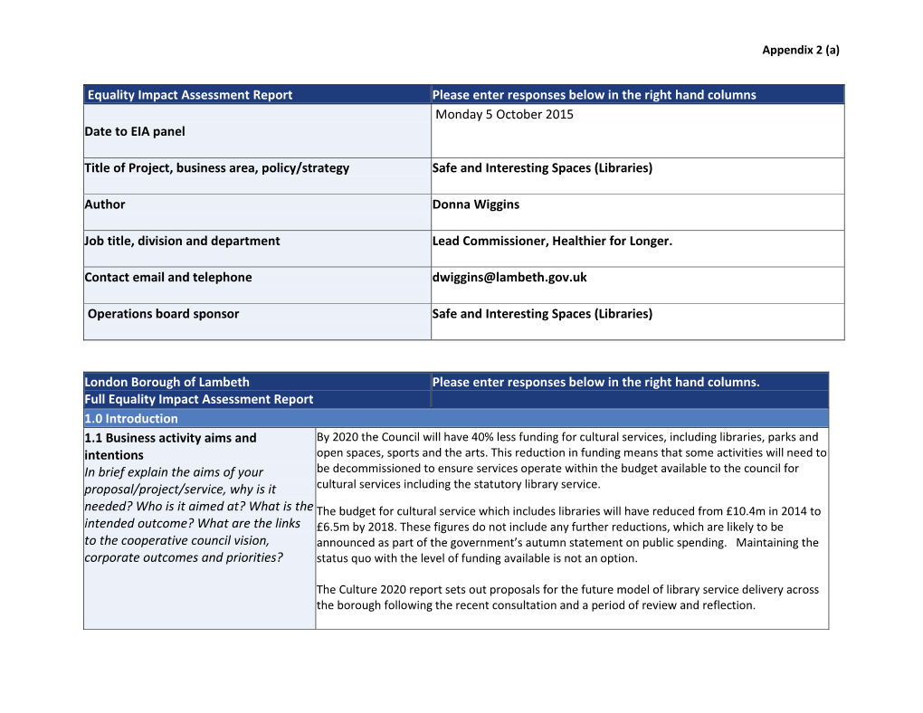 Culture 2020 Appendix 2A EQIA Libraries PDF 887 KB