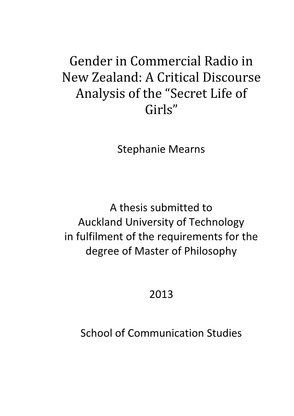 A Critical Discourse Analysis of the “Secret Life of Girls”