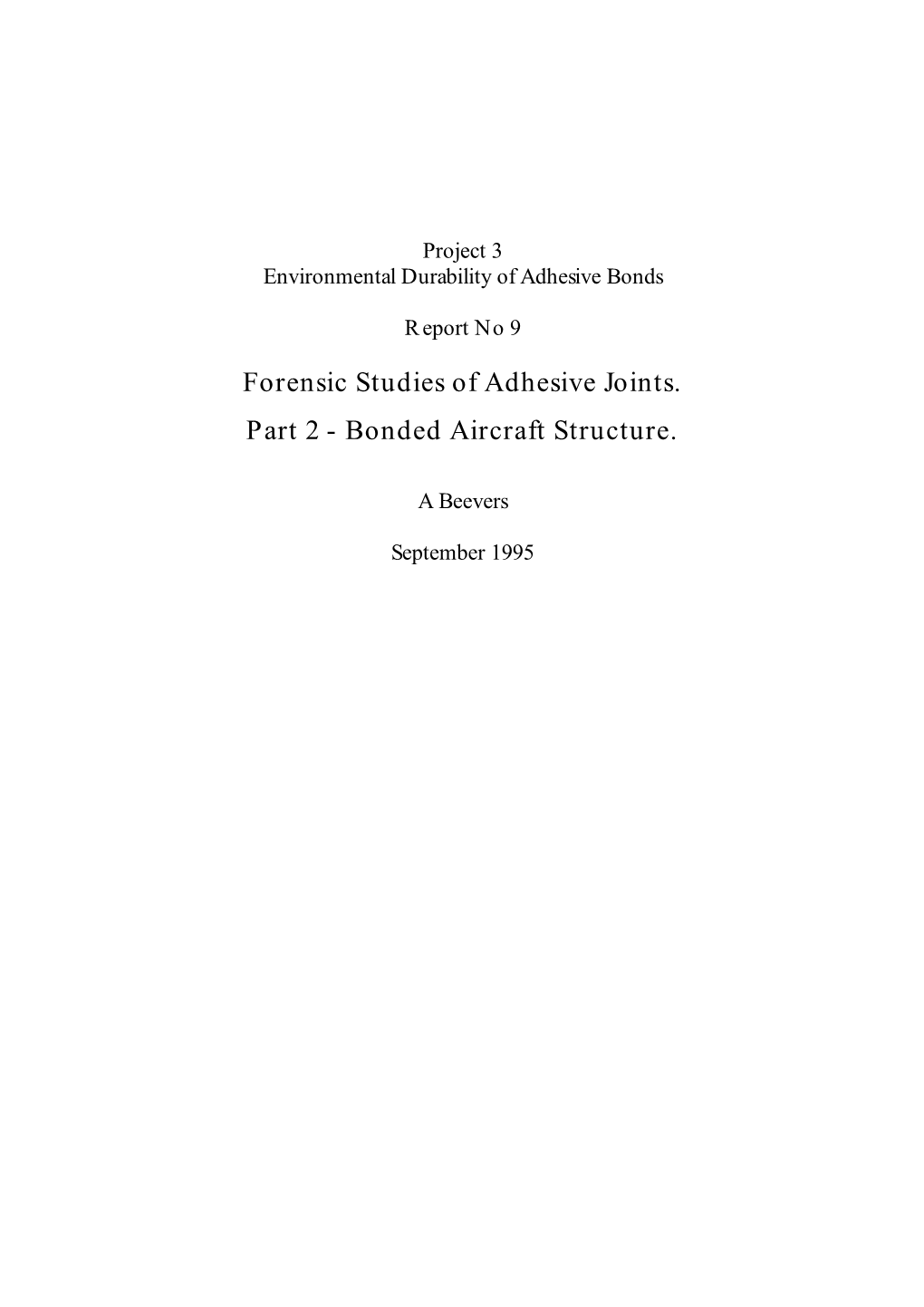 P3rep9p2 Environmental Durability of Adhesive Bonds