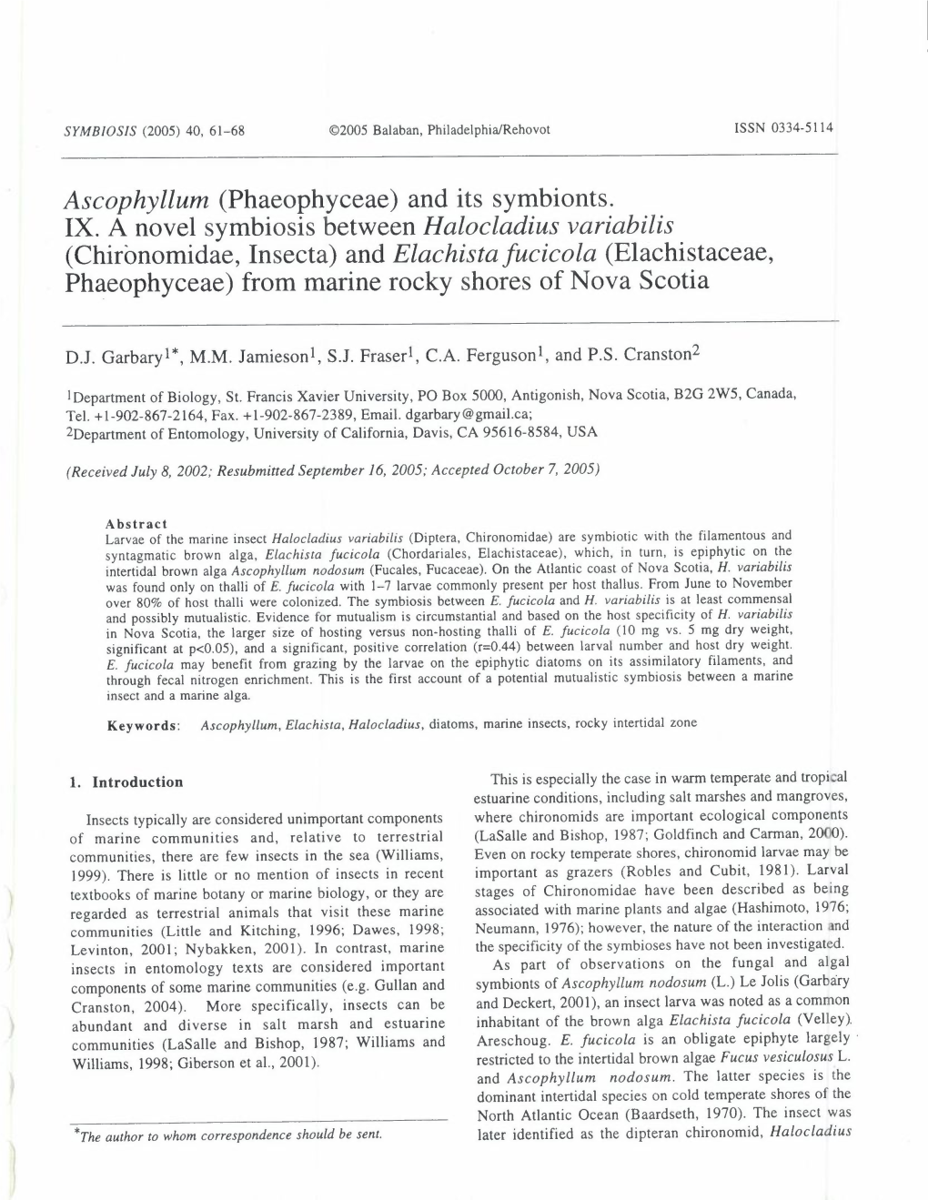 Ascophyllum (Phaeophyceae) and Its Symbionts