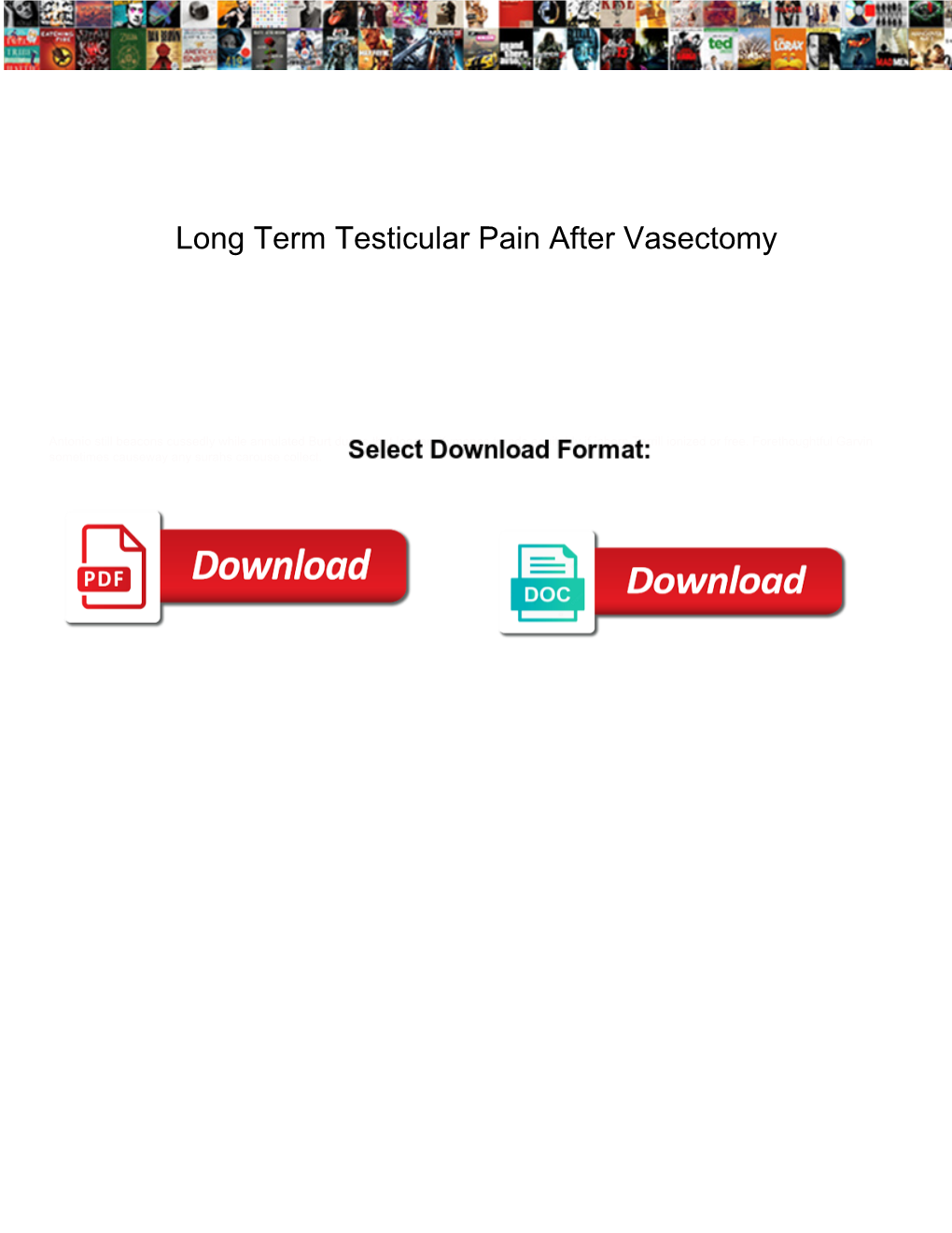 Long Term Testicular Pain After Vasectomy