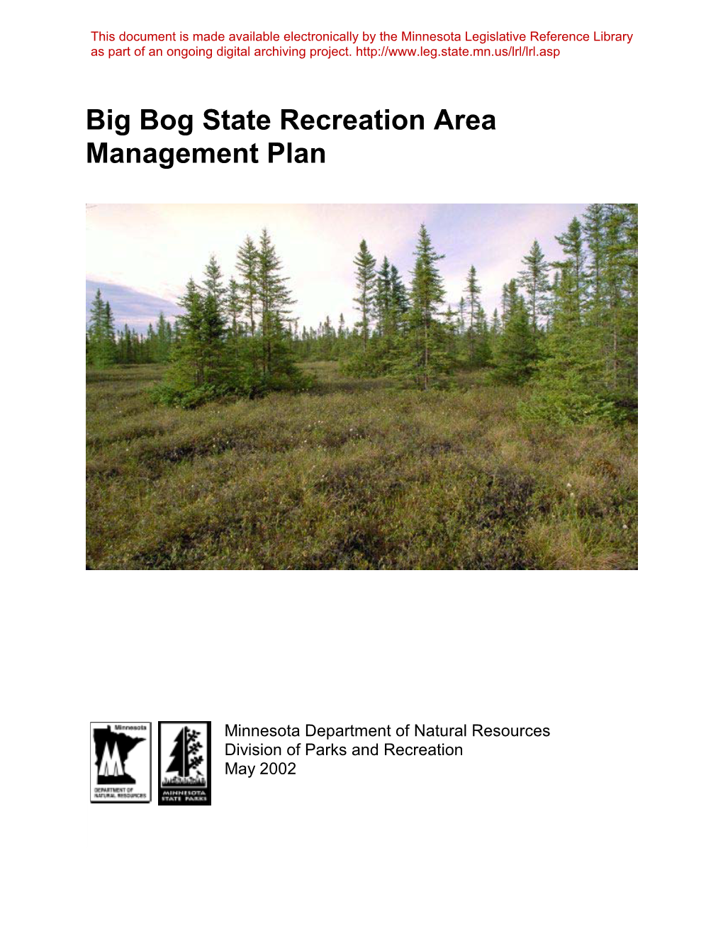 Big Bog State Recreation Area Management Plan