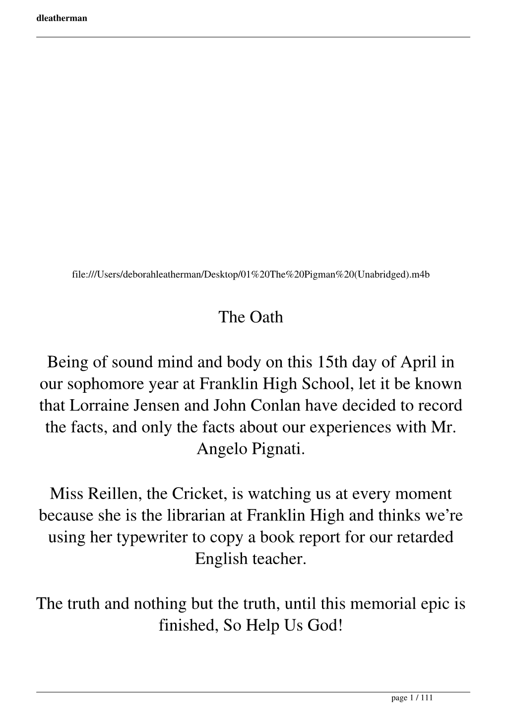 The Oath Being of Sound Mind and Body on This 15Th Day of April in Our