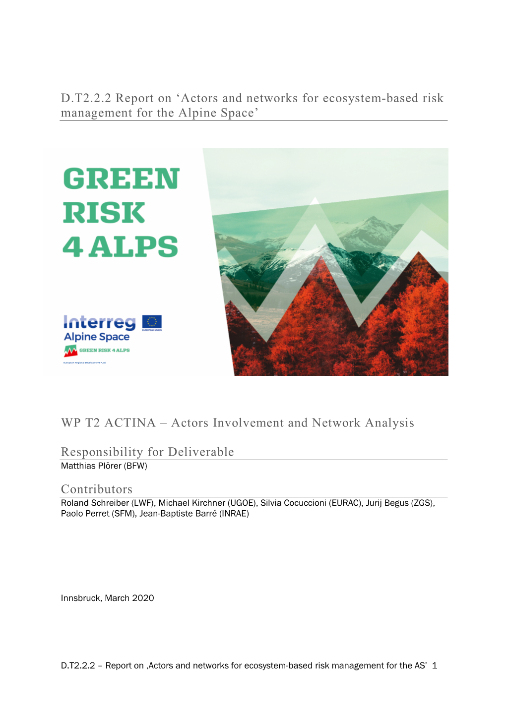 D.T2.2.2 Report on Actors and Networks for Ecosystembased Risk