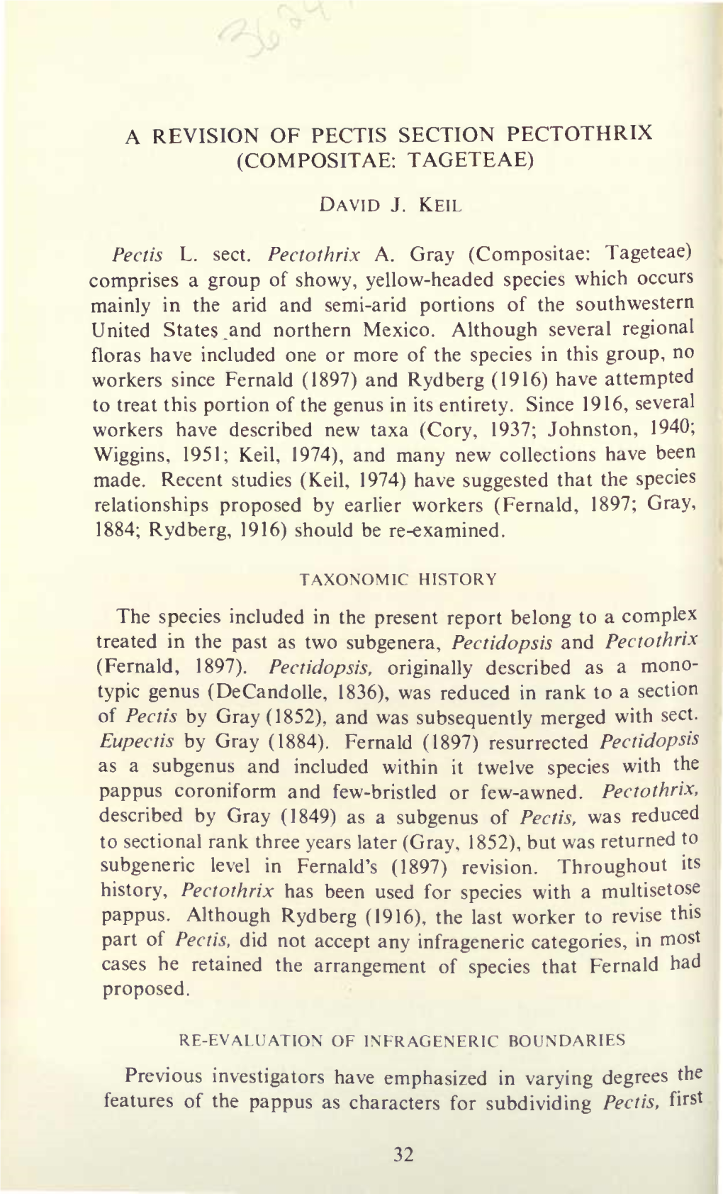 A Revision of Pectis Section Pectothrix (Compositae: Tageteae)