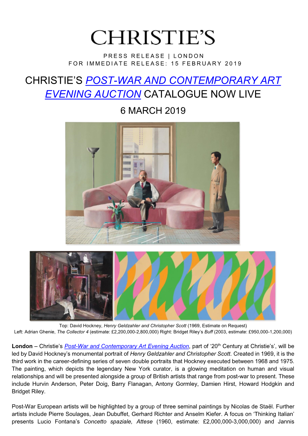 Christie's Post-War and Contemporary Art Evening Auction Catalogue Now Live