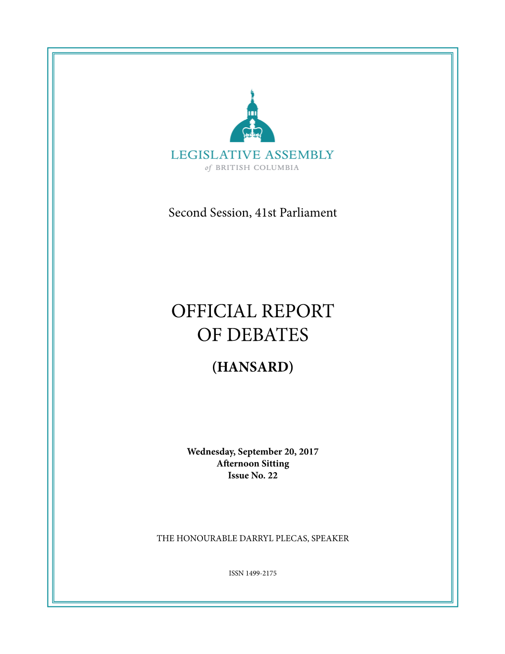 Official Report of Debates (Hansard)