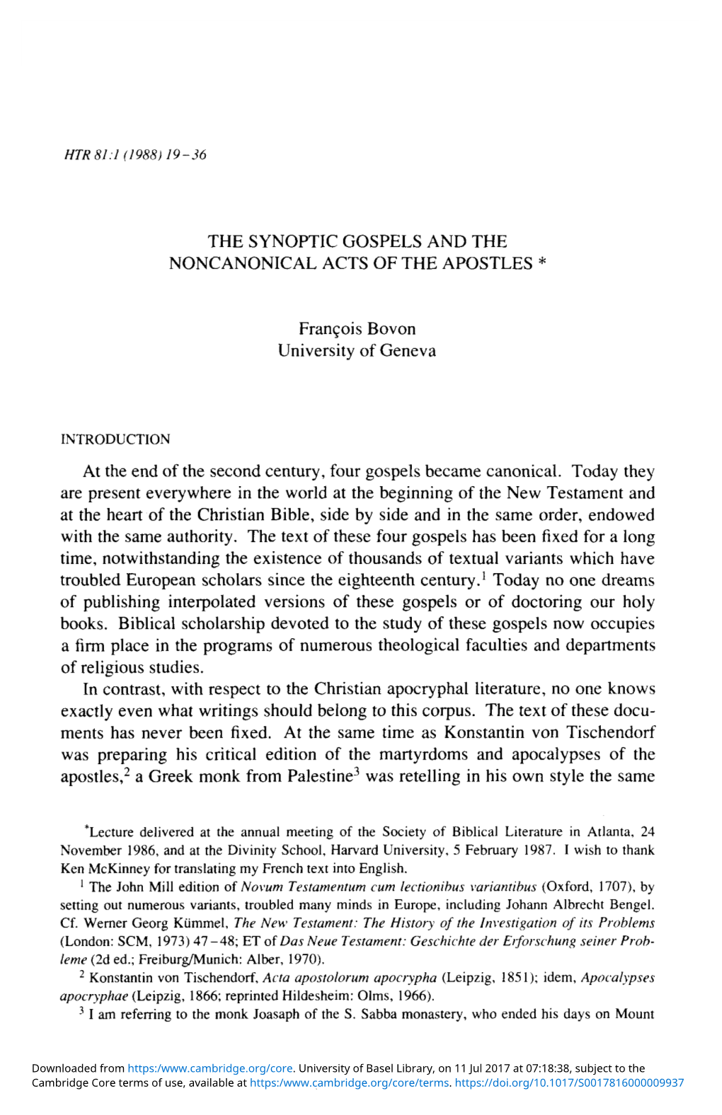 The Synoptic Gospels and the Noncanonical Acts of the Apostles *