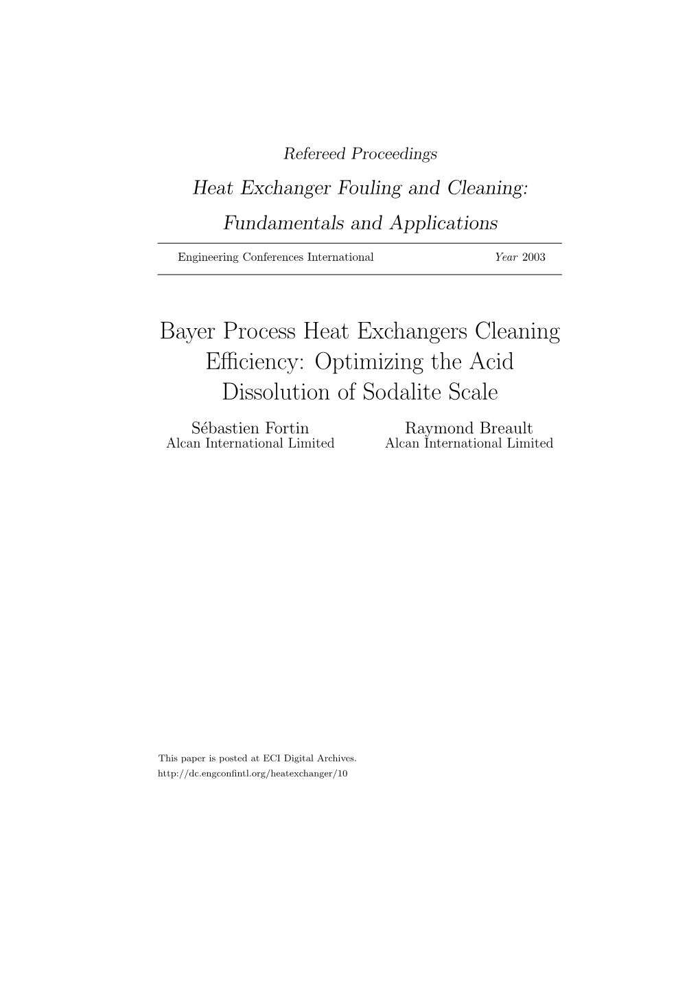 Bayer Process Heat Exchangers Cleaning Efficiency