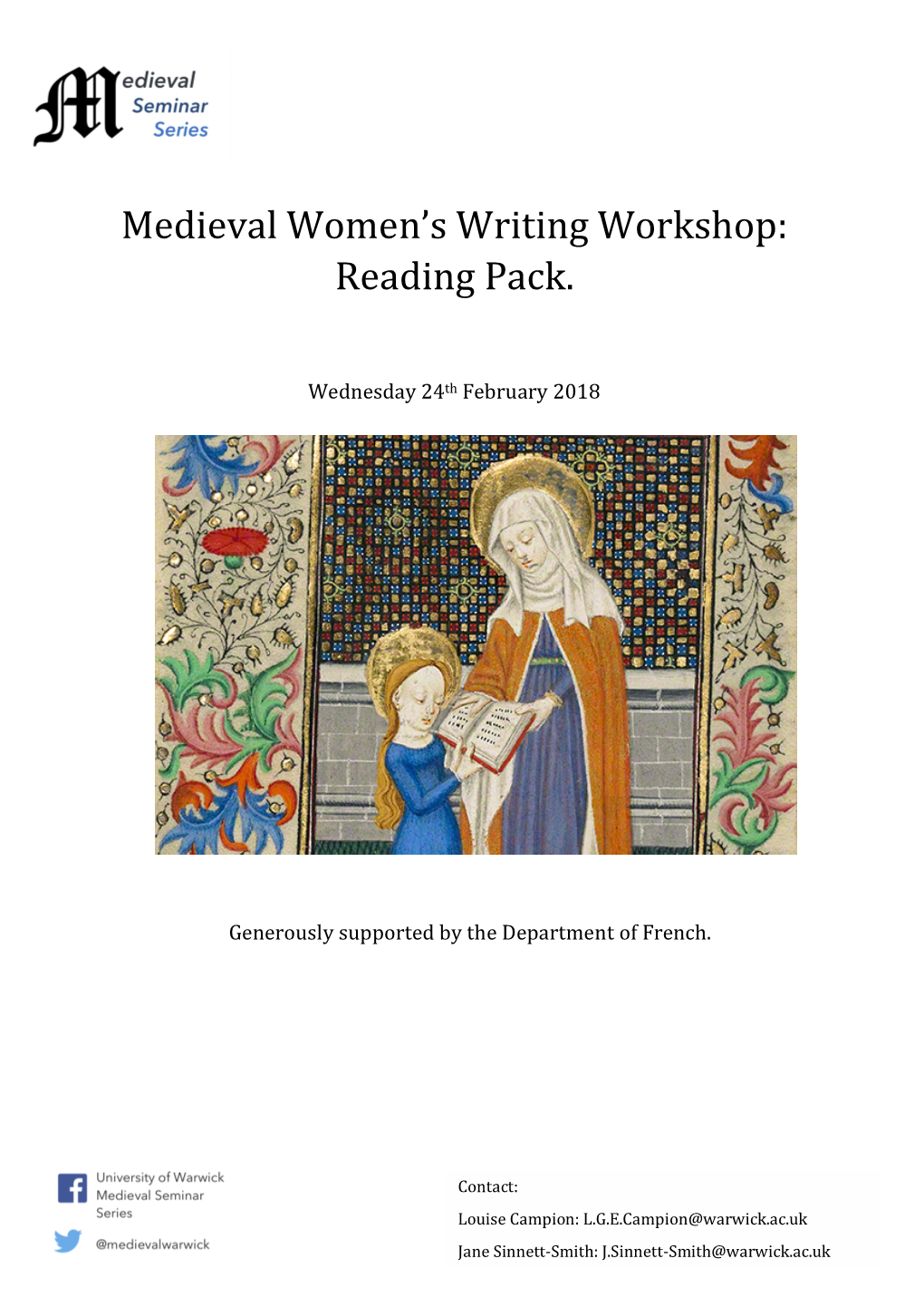 Medieval Women's Writing Workshop: Reading Pack