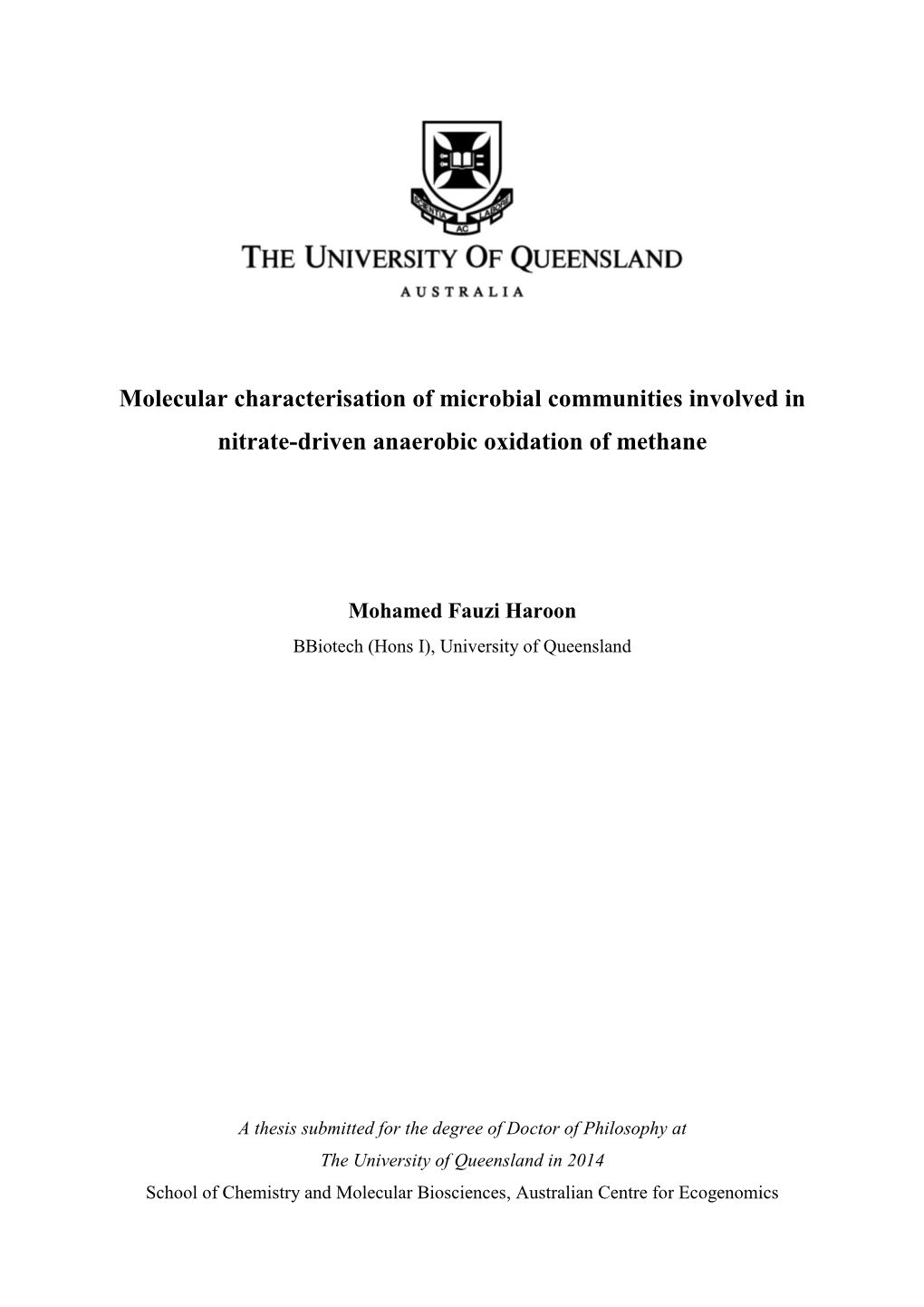 Molecular Characterisation of Microbial Communities Involved In