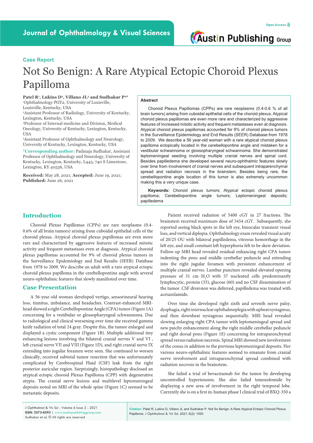 A Rare Atypical Ectopic Choroid Plexus Papilloma