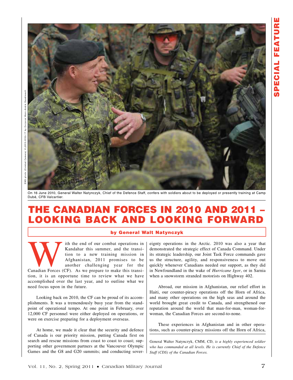 The Canadian Forces in 2010 and 2011 – Looking Back and Looking Forward