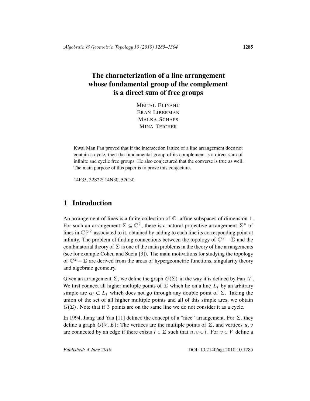 The Characterization of a Line Arrangement Whose Fundamental Group of the Complement Is a Direct Sum of Free Groups