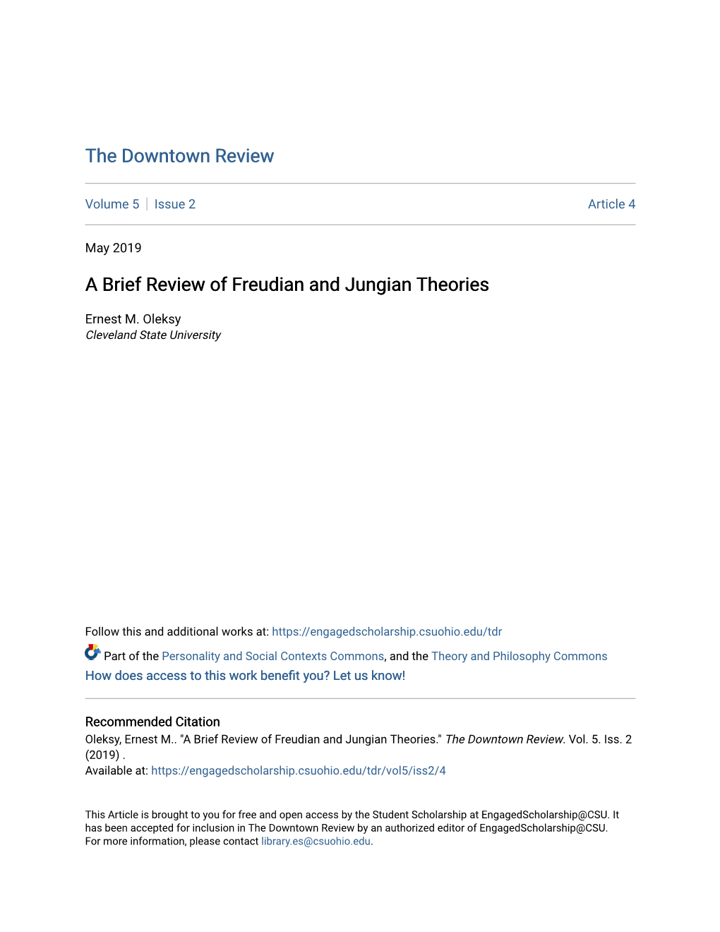 A Brief Review of Freudian and Jungian Theories