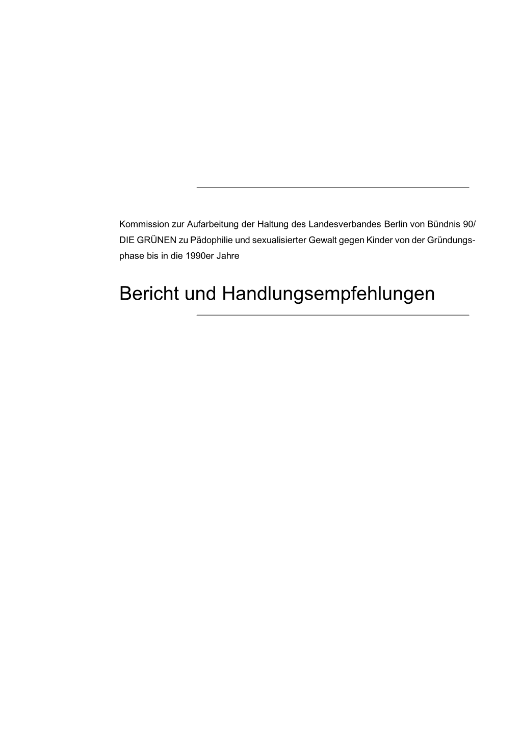 Bericht Und Handlungsempfehlungen