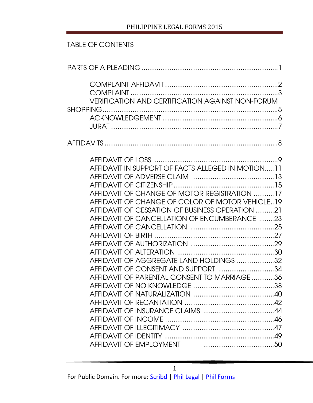 PHILIPPINE LEGAL FORMS 2015 1 for Public Domain. for More