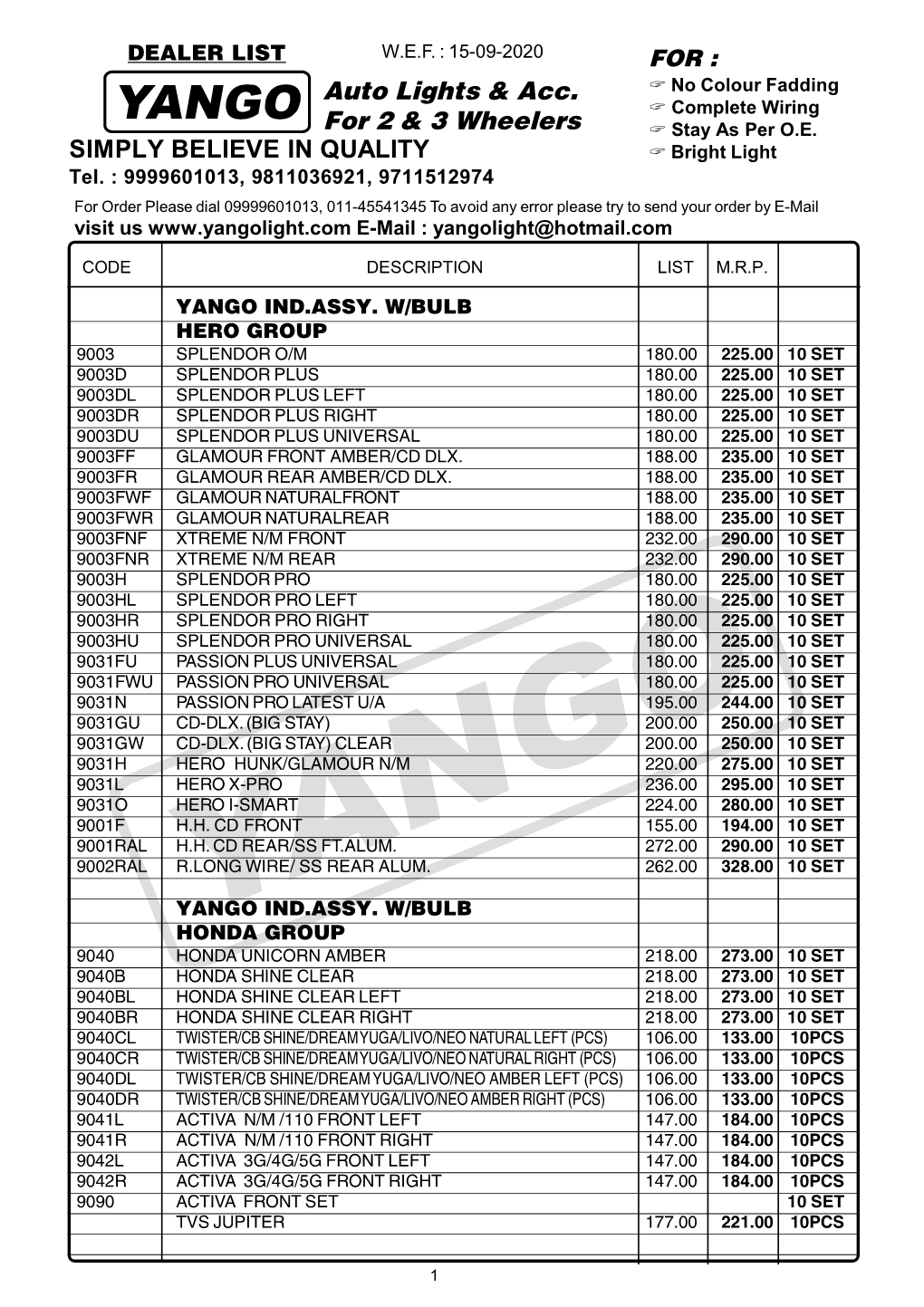 SIMPLY BELIEVE in QUALITY Auto Lights & Acc. for 2 & 3 Wheelers