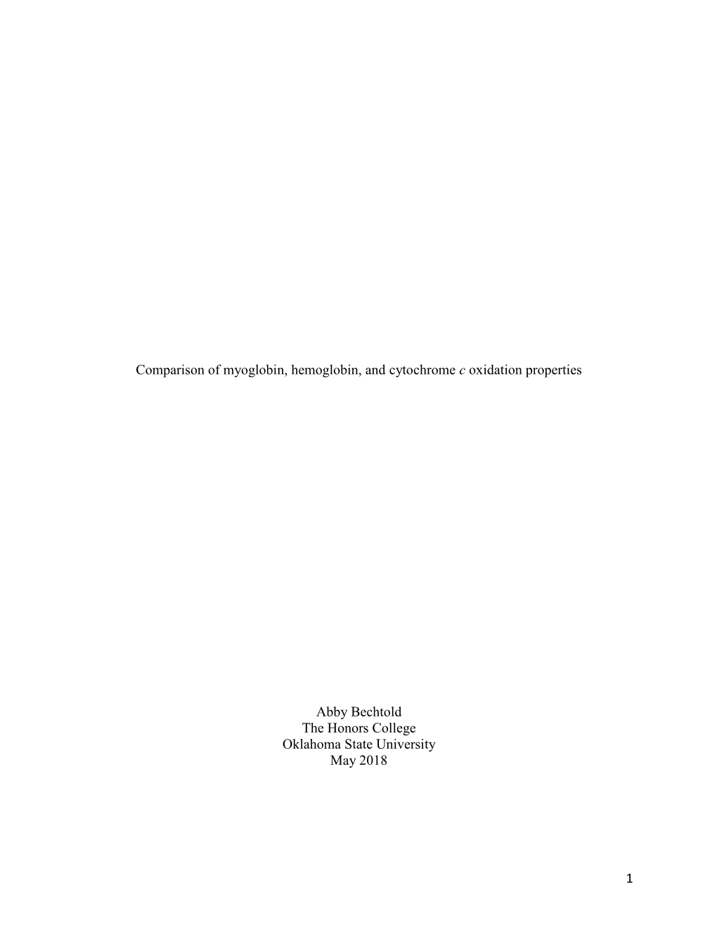 1 Comparison of Myoglobin, Hemoglobin, and Cytochrome C