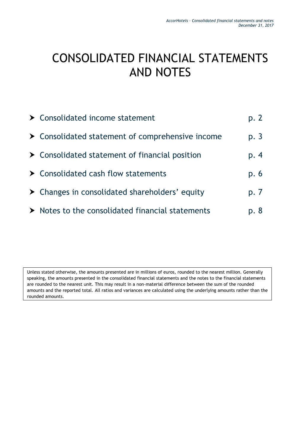 Consolidated Financial Statements and Notes December 31, 2017