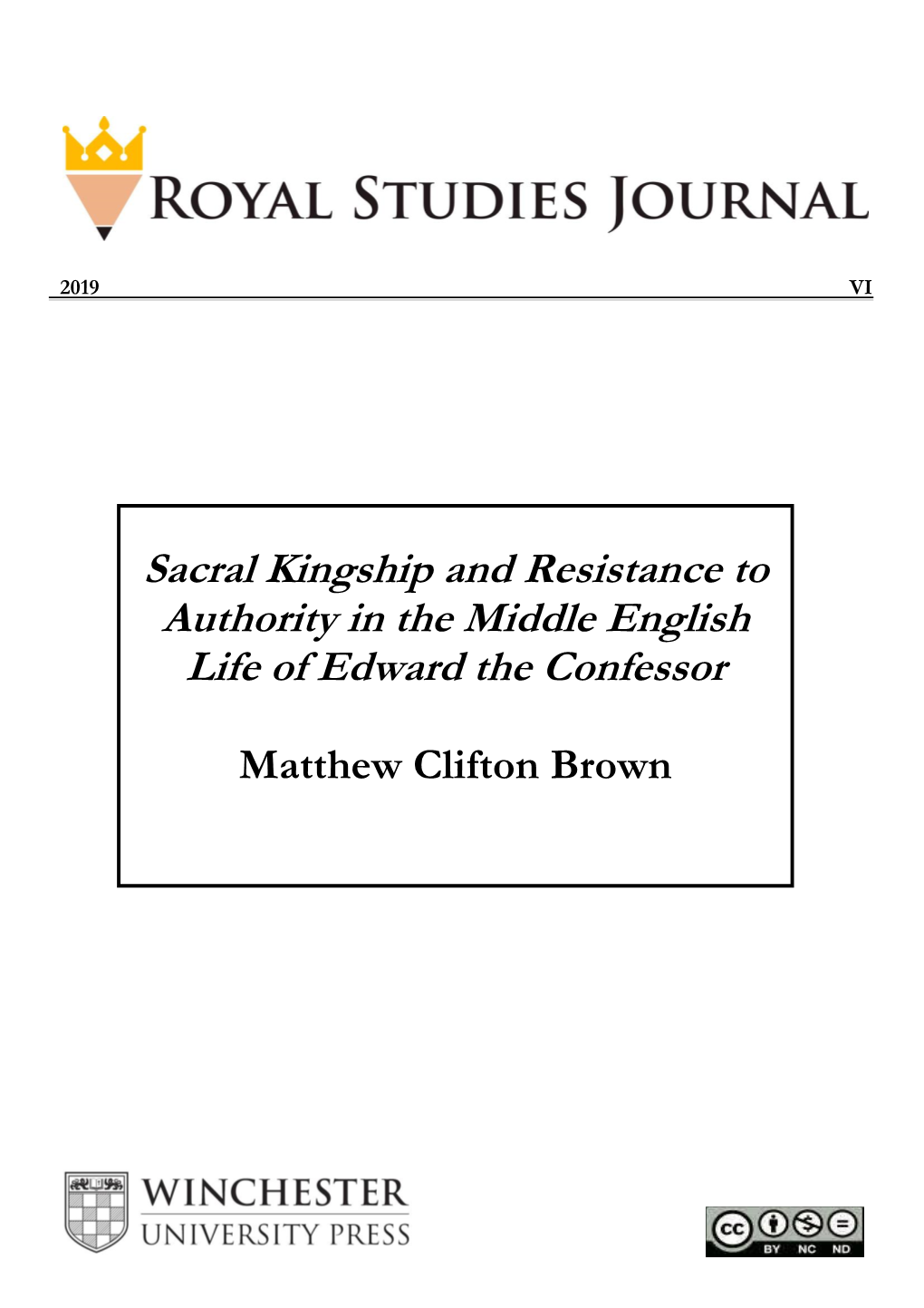 Sacral Kingship and Resistance to Authority in the Middle English Life of Edward the Confessor