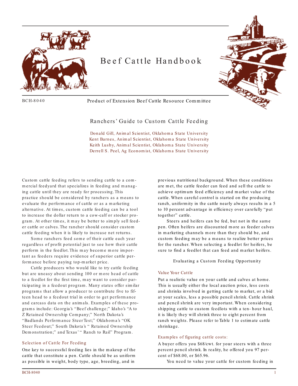 Ranchers' Guide to Custom Cattle Feeding