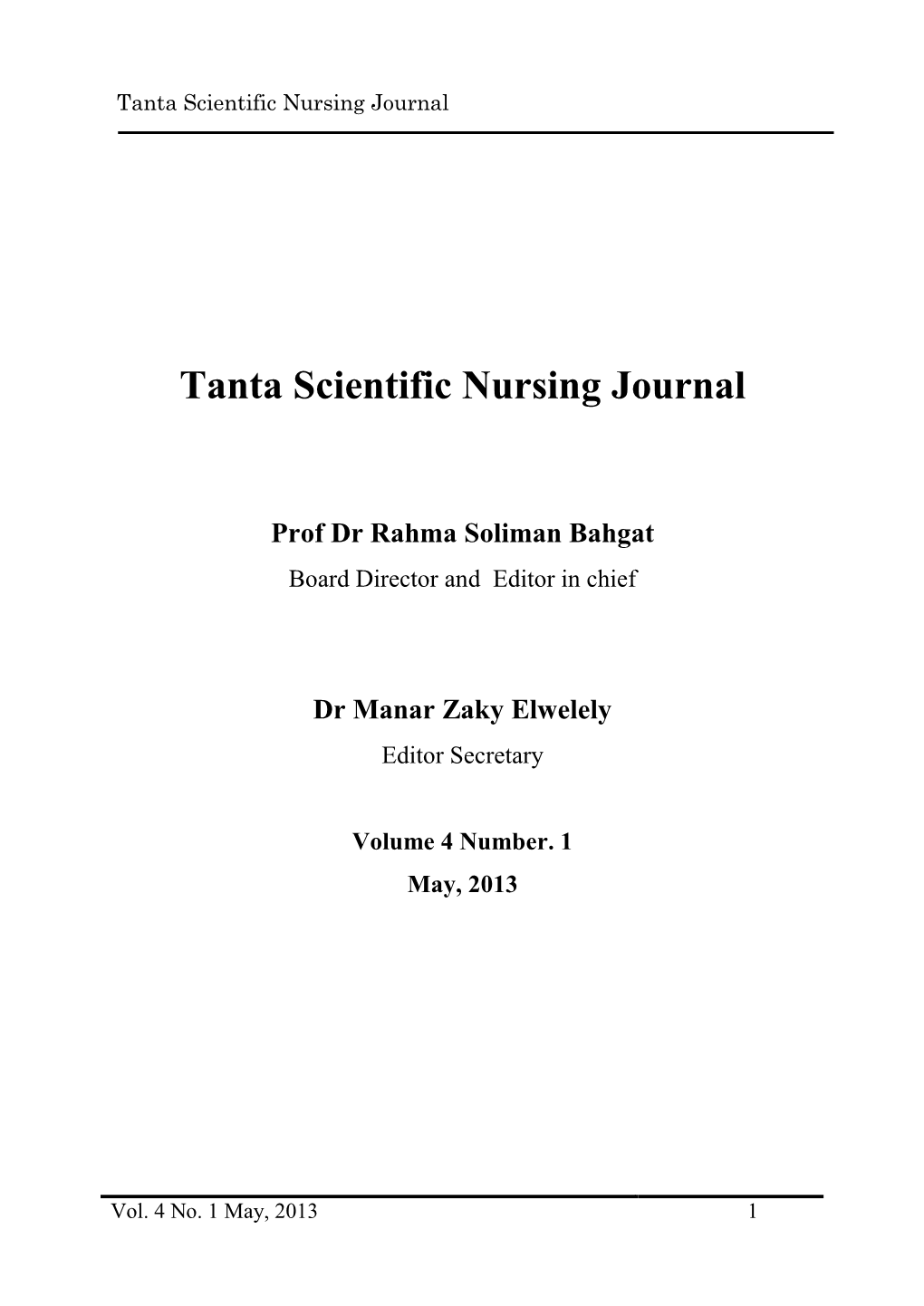 Tanta Scientific Nursing Journal.May 2013