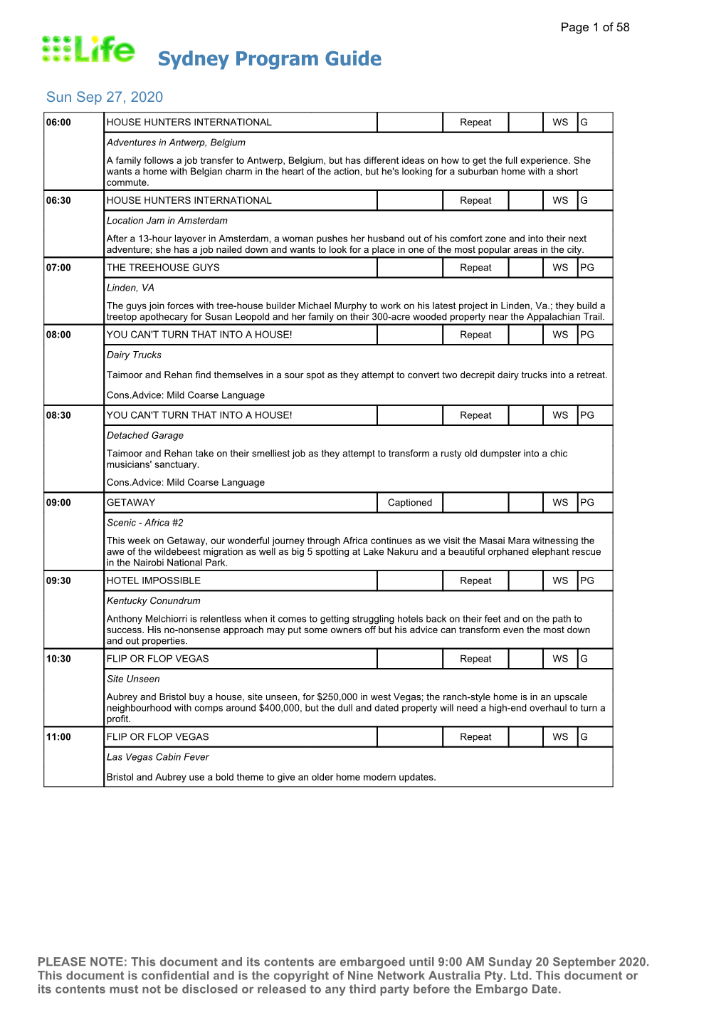 Sydney Program Guide