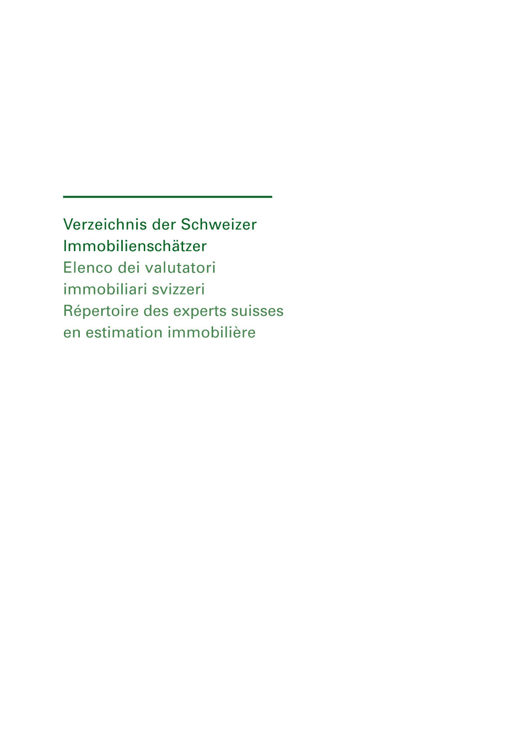 Verzeichnis Der Schweizer Immobilienschätzer Elenco