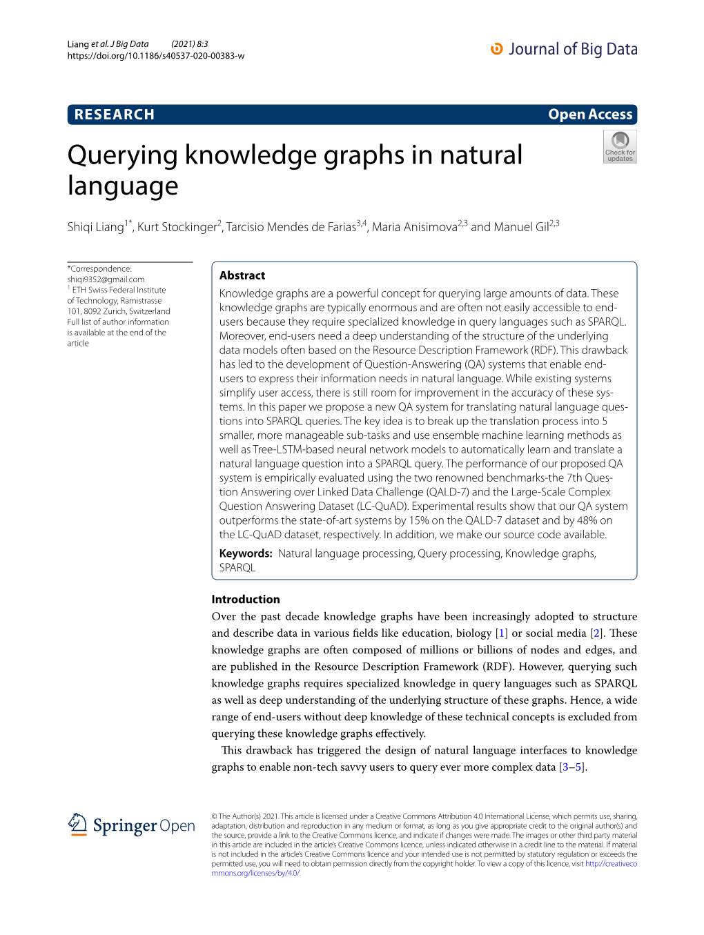 Querying Knowledge Graphs in Natural Language