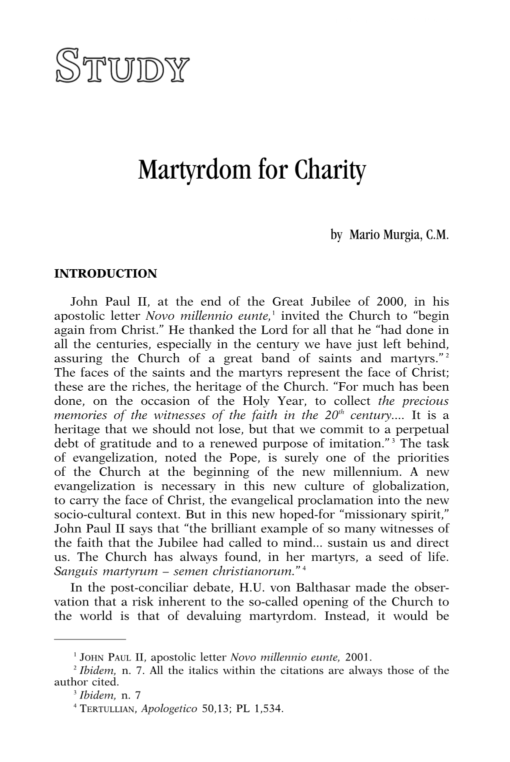 Martyrdom for Charity