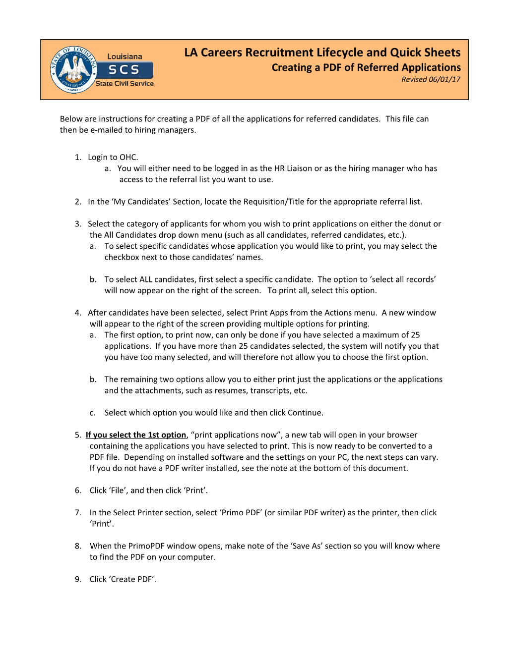 La Careers Recruitment Lifecycle and Quick Sheets s1