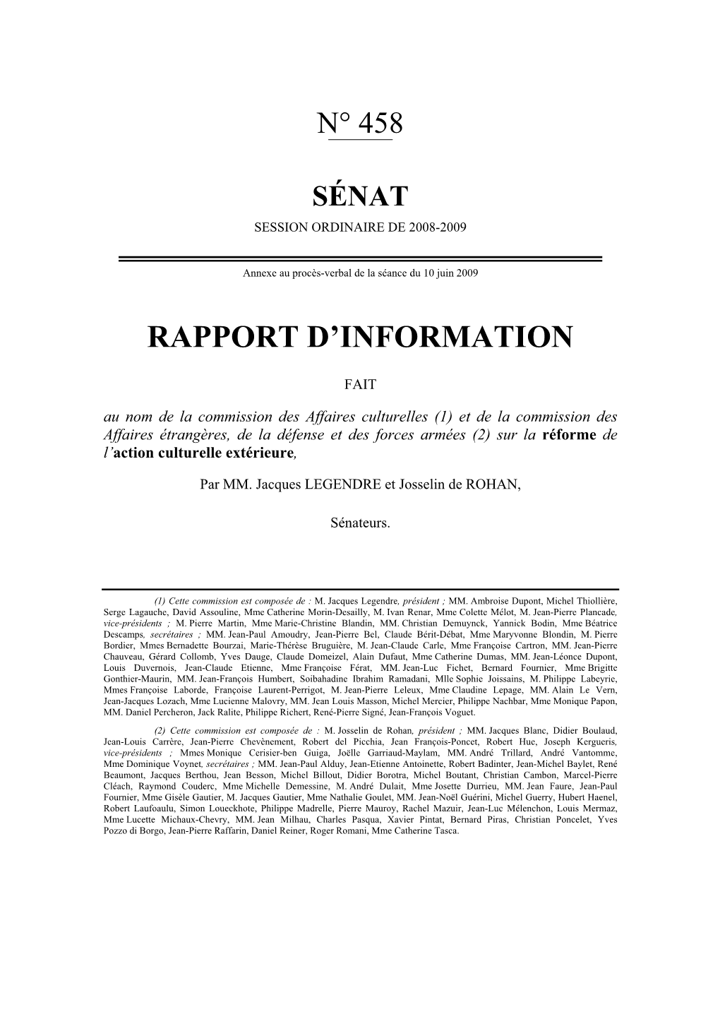 Rapport D'information