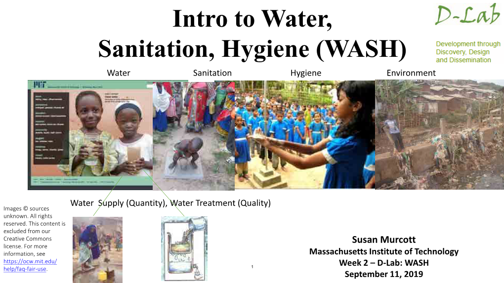 Intro to Water, Sanitation, and Hygiene