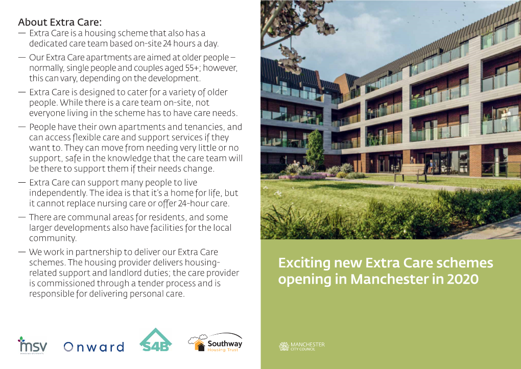 Exciting New Extra Care Schemes Opening in Manchester in 2020