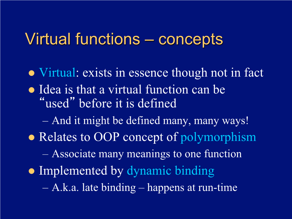 Virtual Functions – Concepts