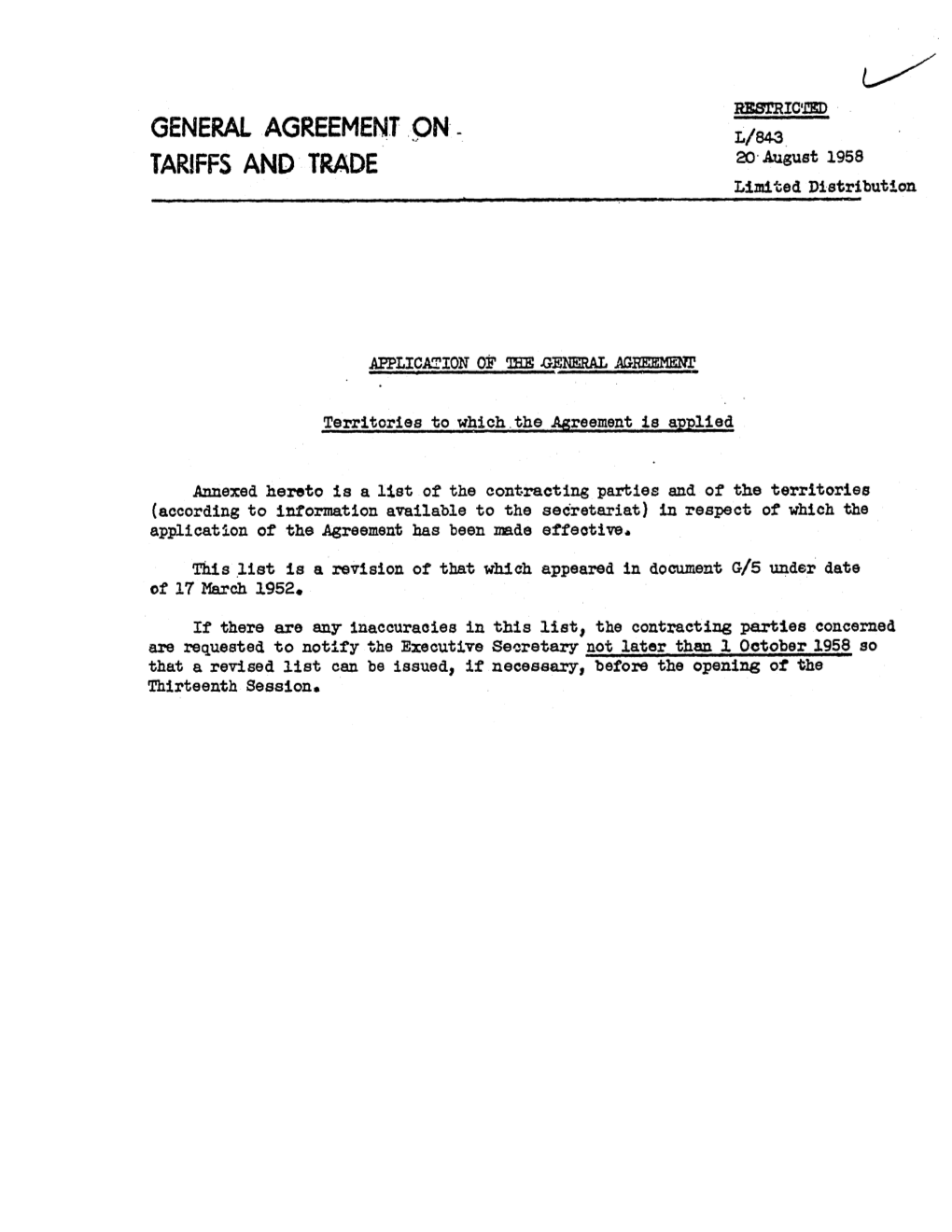 General Agreement on Tariffs and Trade