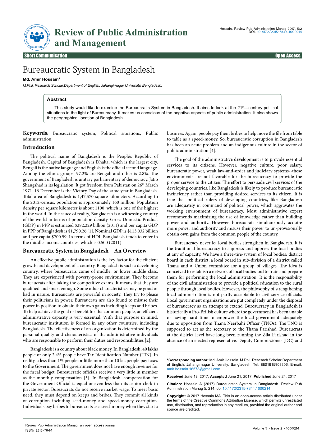 Bureaucratic System in Bangladesh Md