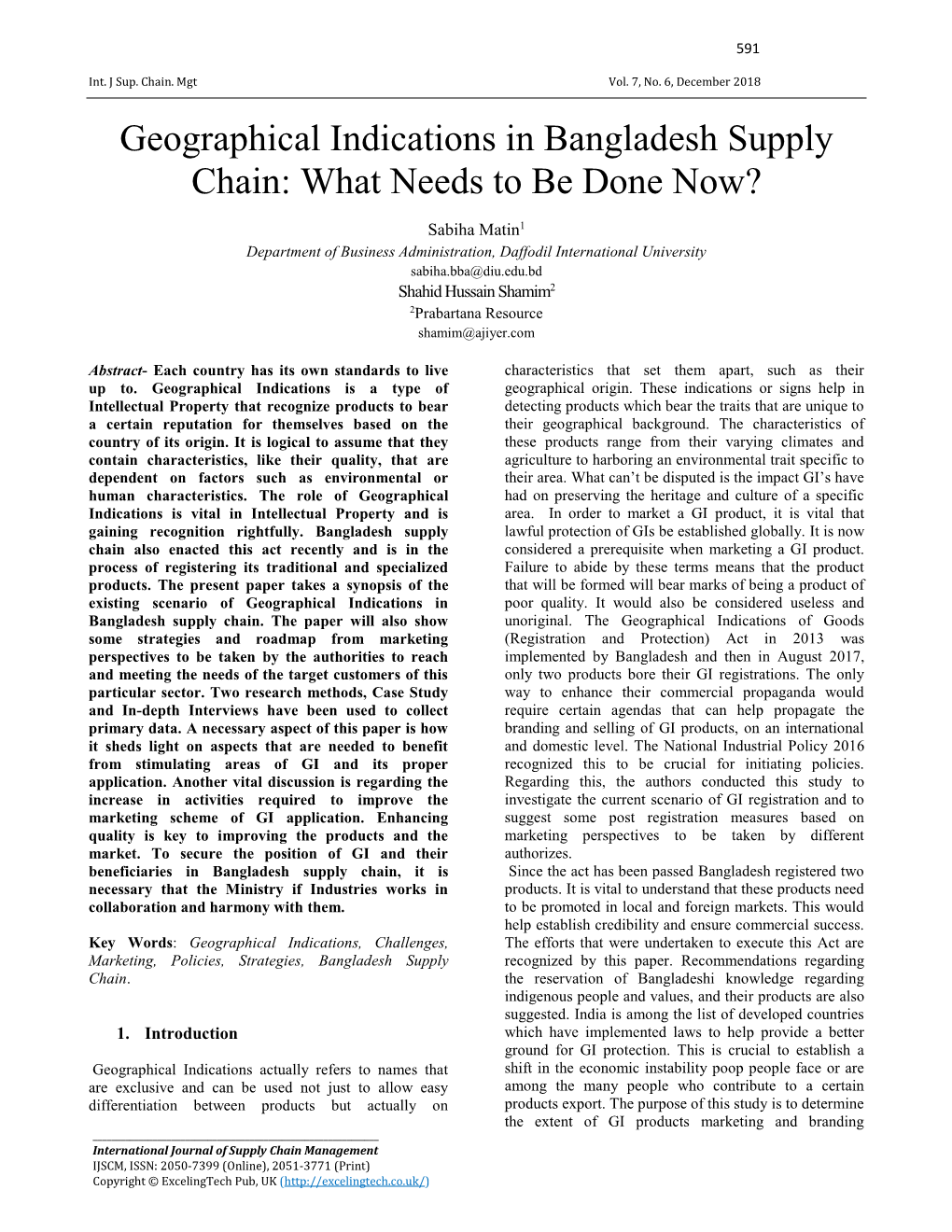 Geographical Indications in Bangladesh Supply Chain: What Needs to Be Done Now?