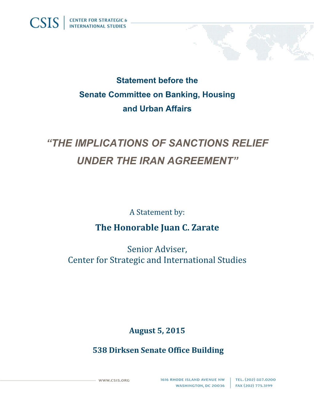 “The Implications of Sanctions Relief Under the Iran Agreement”