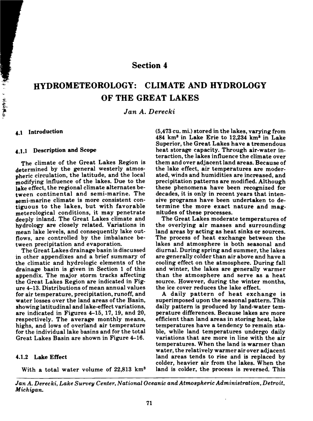 HYDROMETEOROLOGY: CLIMATE and HYDROLOGY of the GREAT LAKES Jan A