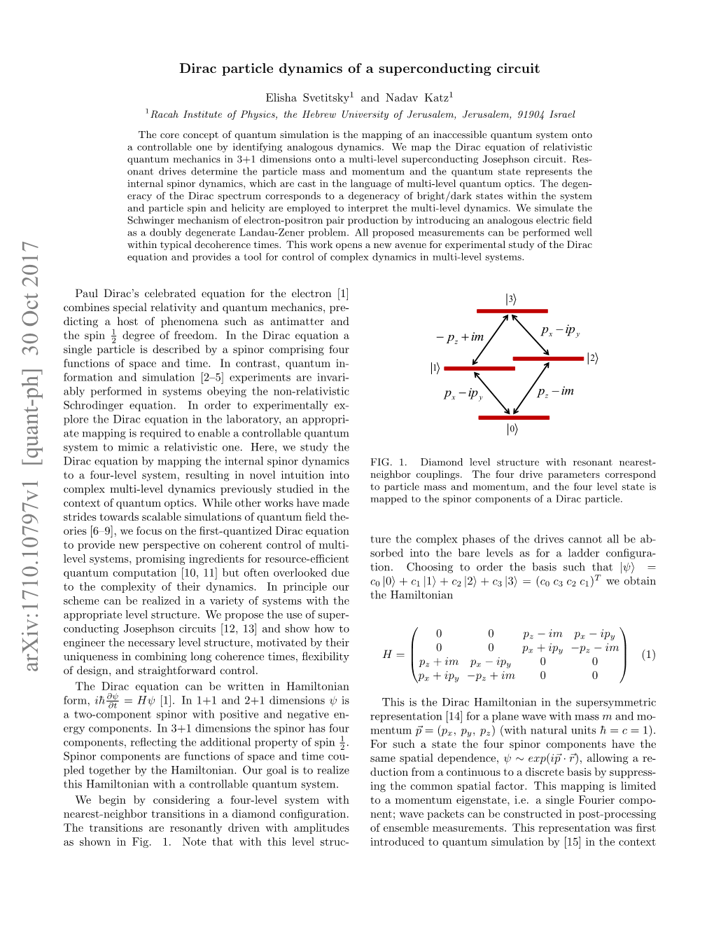 Arxiv:1710.10797V1 [Quant-Ph] 30 Oct 2017 of Design, and Straightforward Control