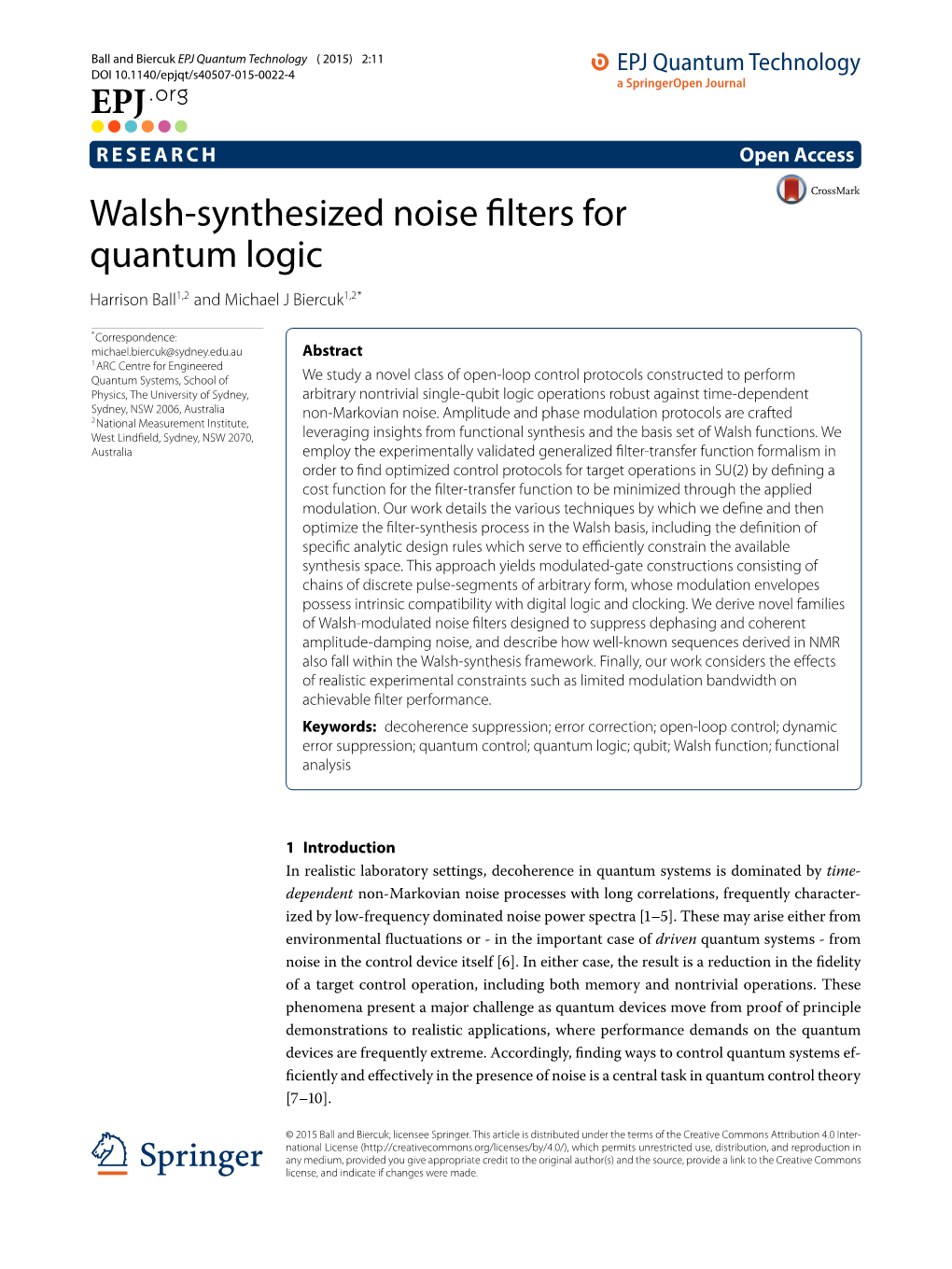 Walsh-Synthesized Noise Filters for Quantum Logic