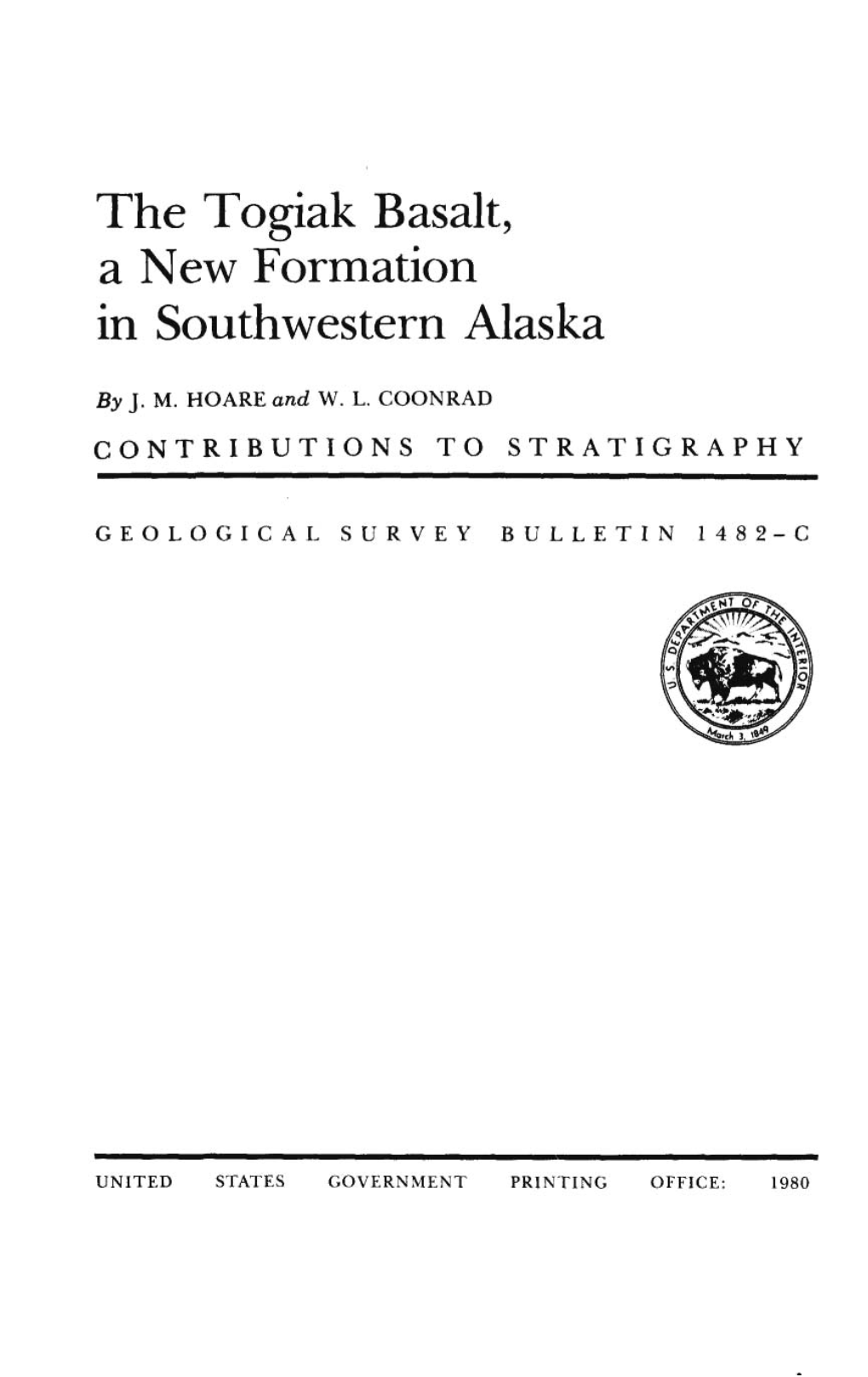 The Togiak Basalt, a New Formation in Southwestern Alaska